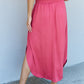 Doublju Comfort Princess Full Size High Waist Scoop Hem Maxi Skirt in Hot Pink