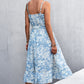 Floral Frill Trim Scoop Neck Spaghetti Strap Dress