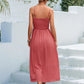 Decorative Button Spaghetti Strap Midi Dress