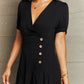 Decorative Button Surplice Ruffle Hem Dress