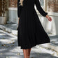 Smocked Surplice Long Sleeve Midi Dress