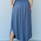 Doublju Comfort Princess Full Size High Waist Scoop Hem Maxi Skirt in Dusty Blue