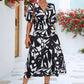 Printed Surplice Balloon Sleeve Dress