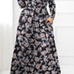 Plus Size Round Neck Long Sleeve Maxi Dress with Pockets