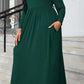 Plus Size Round Neck Long Sleeve Maxi Dress with Pockets