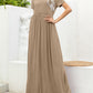 Round Neck Short Sleeve Maxi Dress with Pockets
