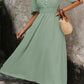 Smocked Quarter Button Short Sleeve Dress