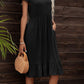 Round Neck Ruffle Hem Pocket Dress