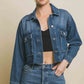 LOVE TREE Raw Hem Button Up Cropped Denim Jacket