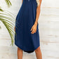 Buttoned V-Neck Curved Hem Sleeveless Dress