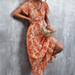 Floral Buttoned Drawstring Waist Tiered Dress