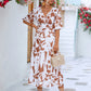 Printed Surplice Balloon Sleeve Dress
