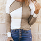 Color Block Exposed Seam Knit Top
