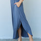Doublju Comfort Princess Full Size High Waist Scoop Hem Maxi Skirt in Dusty Blue