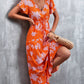 Floral Buttoned Drawstring Waist Tiered Dress