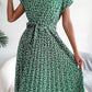 Ditsy Floral Pleated Belted Dress