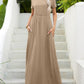 Round Neck Short Sleeve Maxi Dress with Pockets
