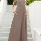 Round Neck Short Sleeve Maxi Dress with Pockets