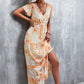 Floral Buttoned Drawstring Waist Tiered Dress