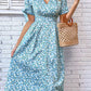 Floral Tied Puff Sleeve V-Neck Dress