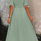 Smocked Quarter Button Short Sleeve Dress