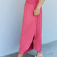 Doublju Comfort Princess Full Size High Waist Scoop Hem Maxi Skirt in Hot Pink