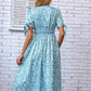 Floral Tied Puff Sleeve V-Neck Dress