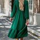 Smocked Surplice Long Sleeve Midi Dress