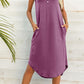 Buttoned V-Neck Curved Hem Sleeveless Dress