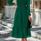 Smocked Surplice Long Sleeve Midi Dress