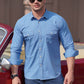New Plus Size Men's Stretch Denim Long Sleeve Multi Pocket Shirt